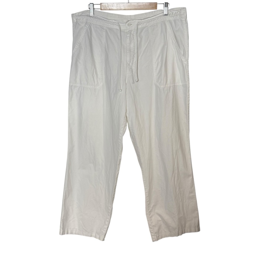 International Concepts White High Rise Straight Leg Drawstring Pants Size 36